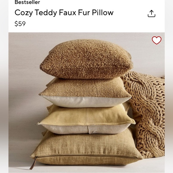 Cozy Teddy faux fur pillow set (2) in excellent gently used condition size 20x20 - Picture 2 of 3